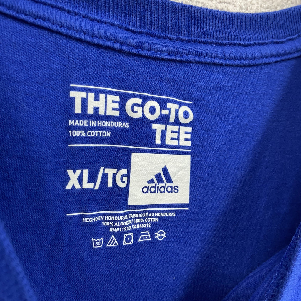adidas　アディダス　半袖プリントTシャツ　青　XLサイズ