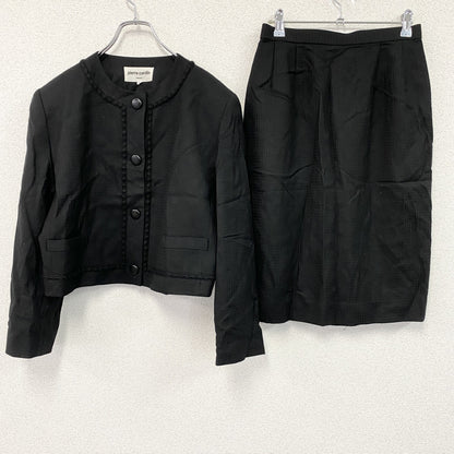 pierre cardin　ピエールカルダン　セットアップ　ノーカラージャケット　スカート　黒　ブラック　13サイズ