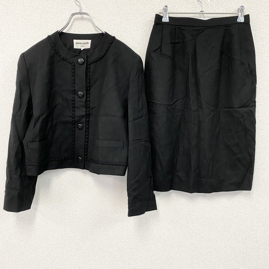 pierre cardin　ピエールカルダン　セットアップ　ノーカラージャケット　スカート　黒　ブラック　13サイズ