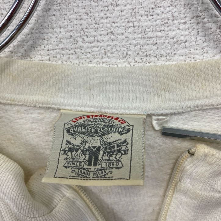 90s～　Levi's　リーバイス　ハーフジップスウェット　ヴィンテージ　白　ホワイト　Lサイズ