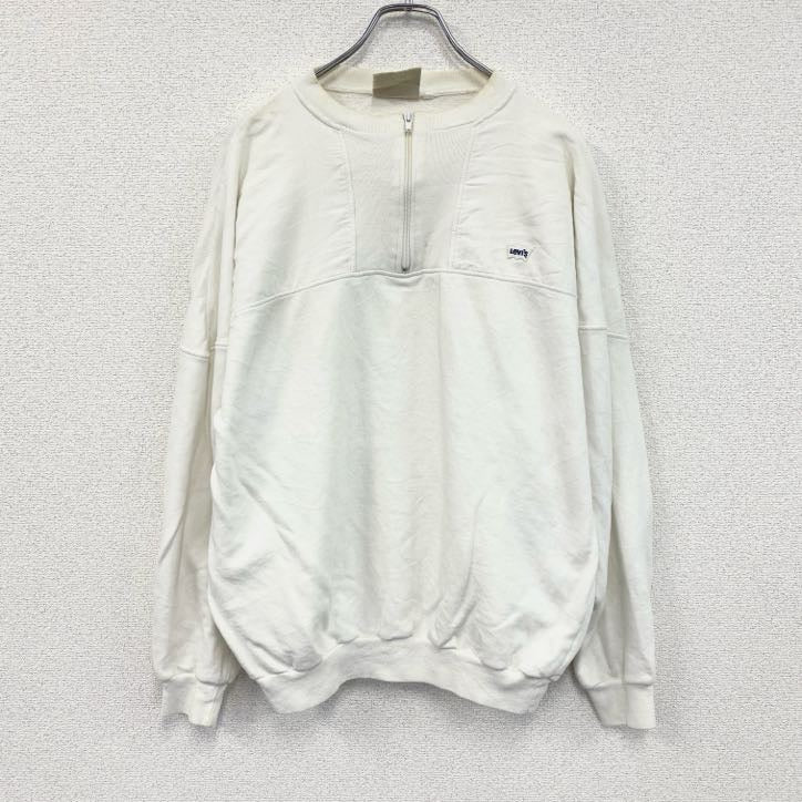 90s～　Levi's　リーバイス　ハーフジップスウェット　ヴィンテージ　白　ホワイト　Lサイズ