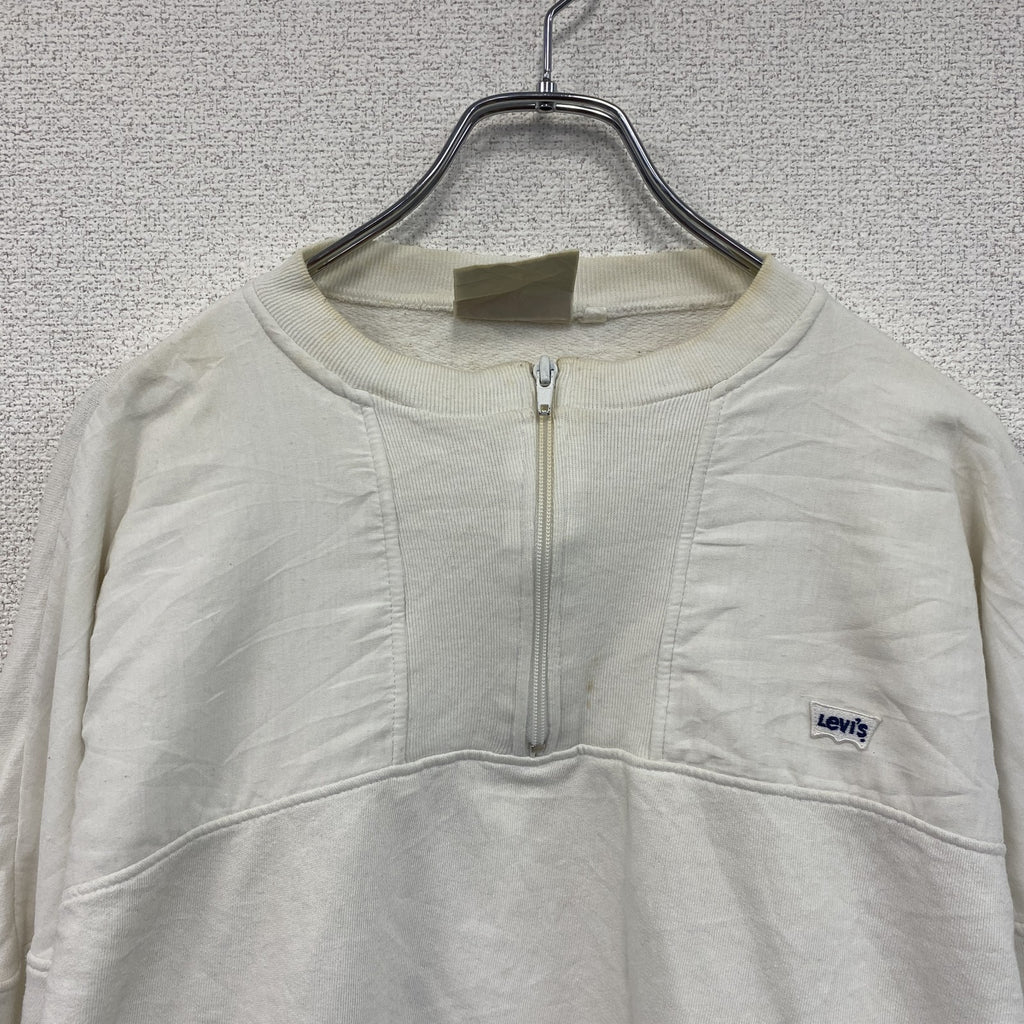 90s～　Levi's　リーバイス　ハーフジップスウェット　ヴィンテージ　白　ホワイト　Lサイズ