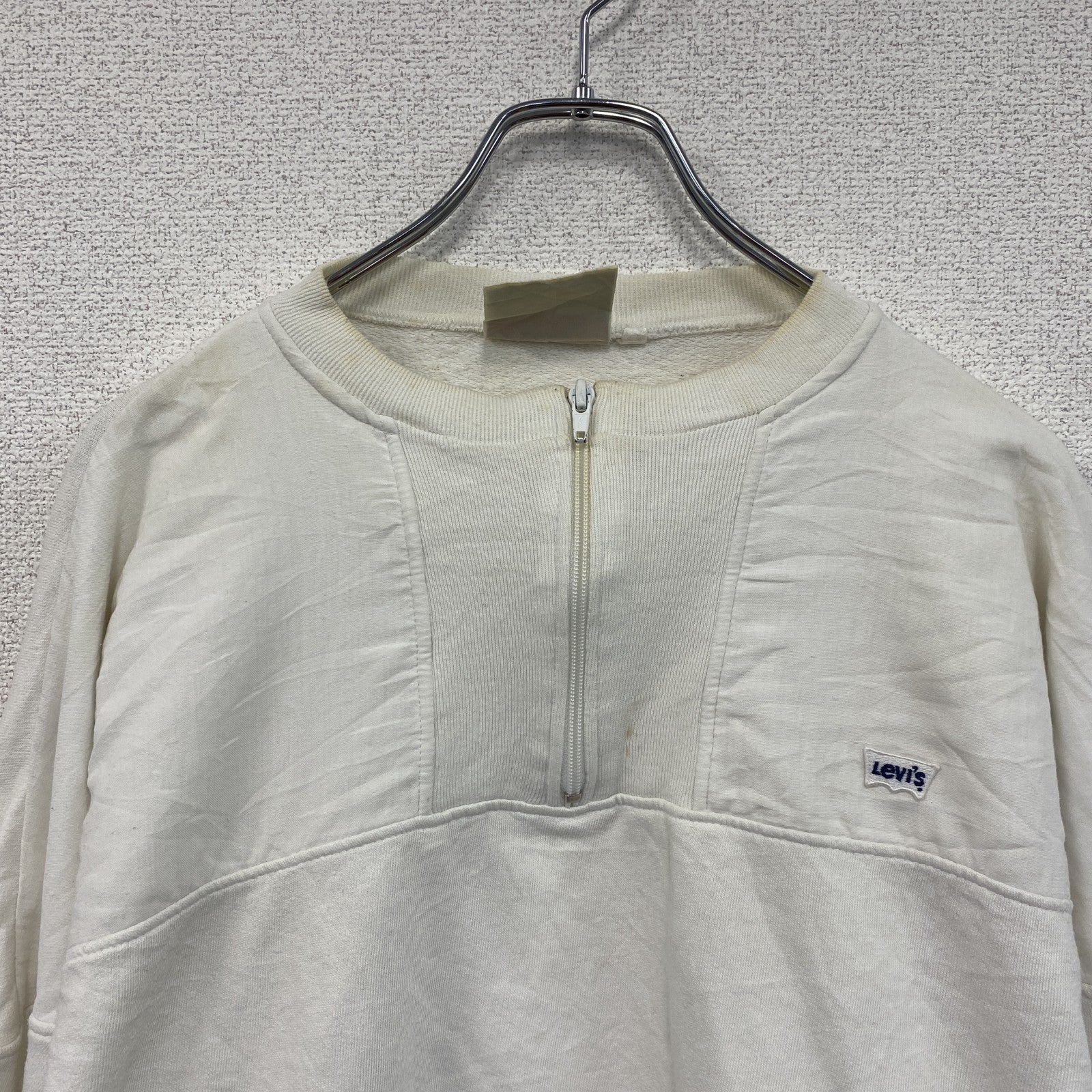 90s～　Levi's　リーバイス　ハーフジップスウェット　ヴィンテージ　白　ホワイト　Lサイズ