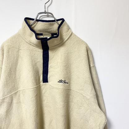 古着 used　80s 90s　L.L.Bean エルエルビーン　長袖スナップボタンフリースジャケット　ヴィンテージ　アイボリー