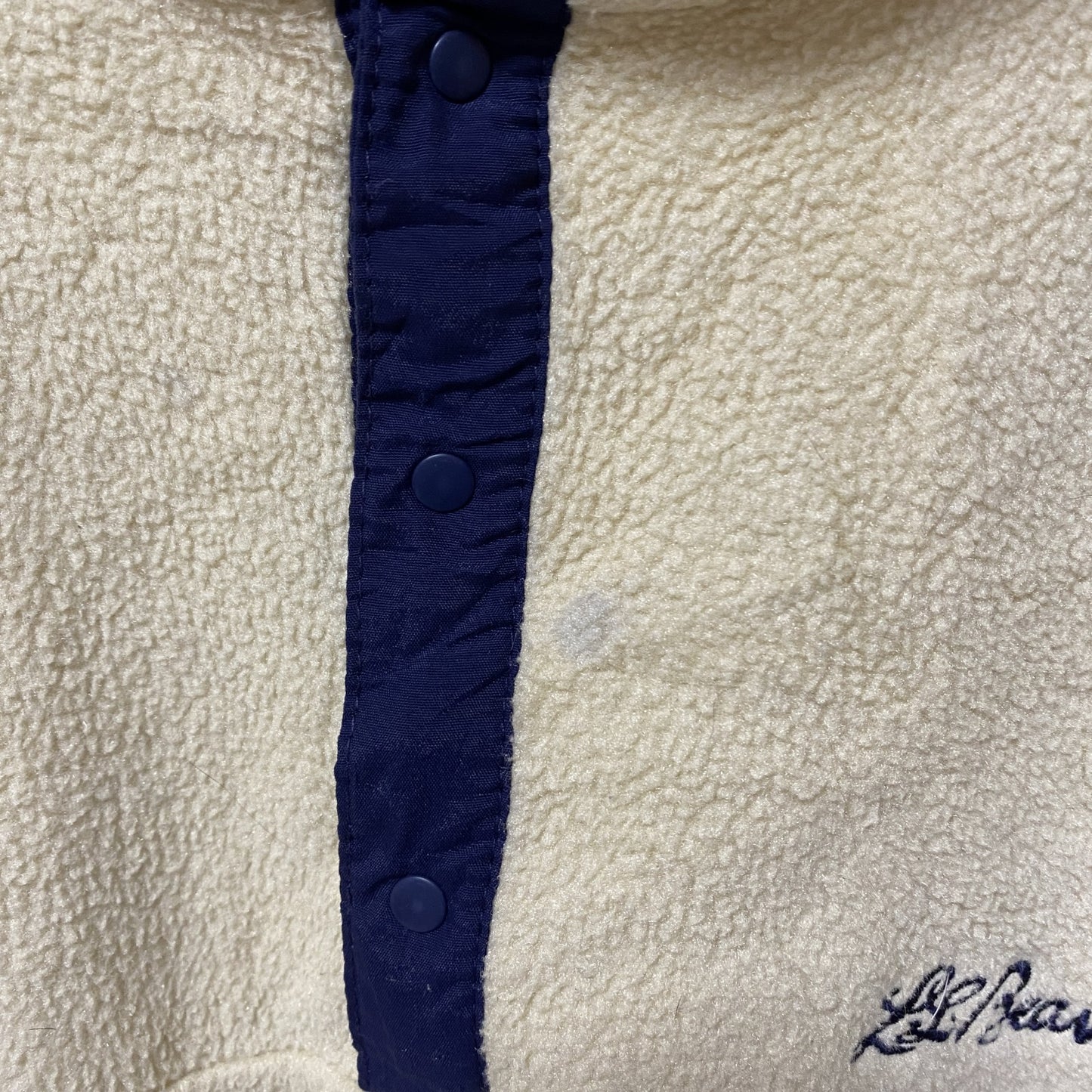 古着 used　80s 90s　L.L.Bean エルエルビーン　長袖スナップボタンフリースジャケット　ヴィンテージ　アイボリー