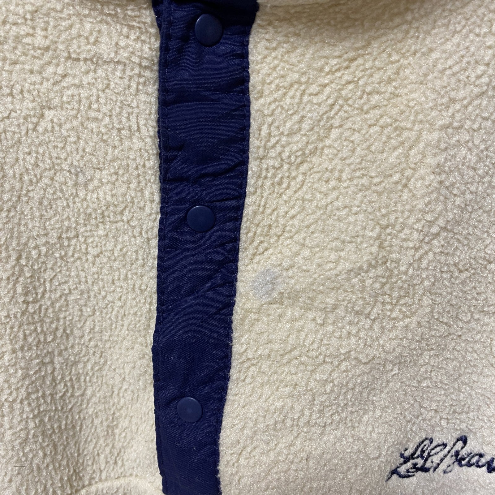 古着 used　80s 90s　L.L.Bean エルエルビーン　長袖スナップボタンフリースジャケット　ヴィンテージ　アイボリー