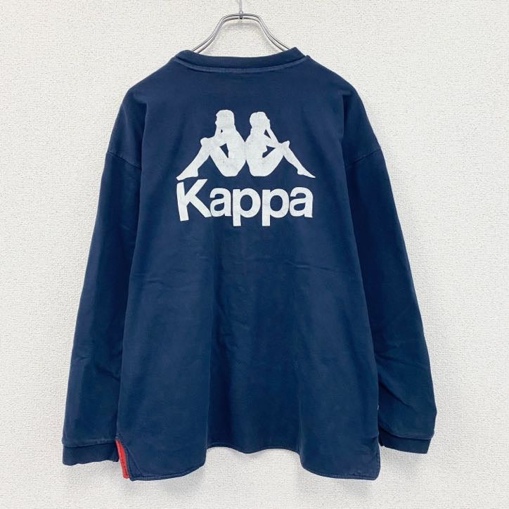 90s　kappa　カッパ　リバーシブルスウェット/トレーナー　ヴィンテージ　紺　ネイビー　赤　レッド　Lサイズ