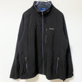 古着 used　Reebok リーボック　長袖裏フリースジャケット　ナイロンジャケット　ワンポイントプリントアウター　黒　ブラック