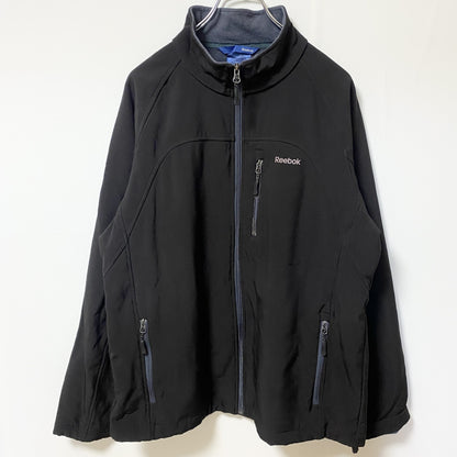 古着 used　Reebok リーボック　長袖裏フリースジャケット　ナイロンジャケット　ワンポイントプリントアウター　黒　ブラック