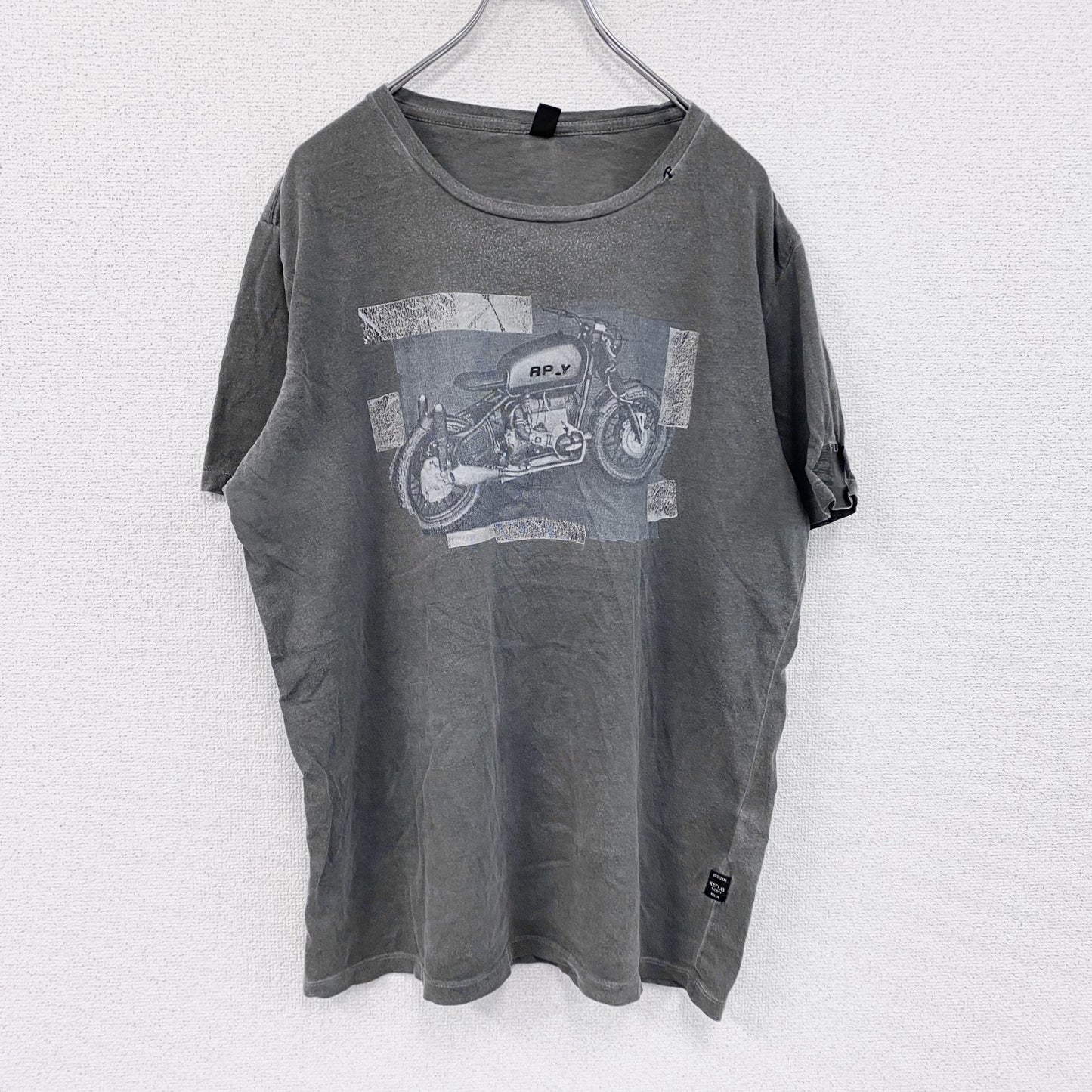 REPLAY　リプレイ　半袖プリントTシャツ　灰色　グレー