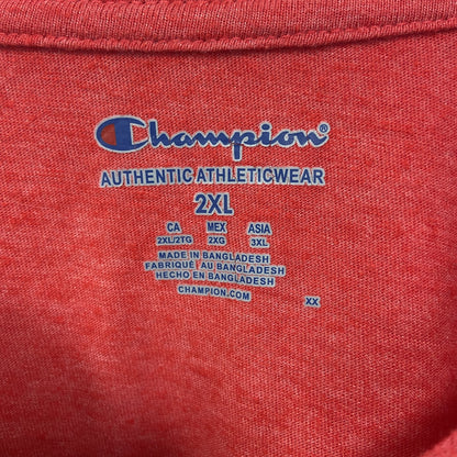 古着　used　champion　チャンピオン　半袖プリントTシャツ　GO　FLYERS　クルーネック　赤　レトロ　2XLサイズ