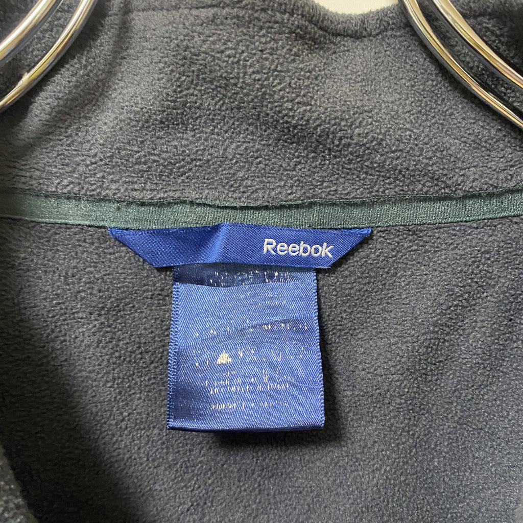 古着 used　Reebok リーボック　長袖裏フリースジャケット　ナイロンジャケット　ワンポイントプリントアウター　黒　ブラック