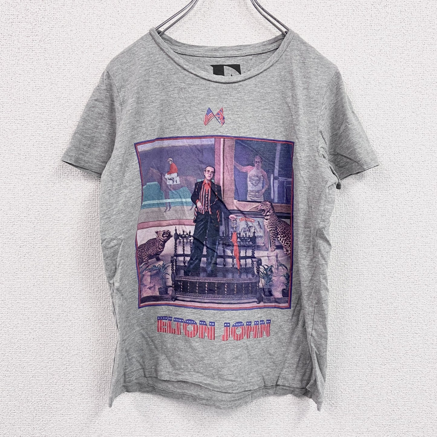 ELTON JHON　エルトン ジョン　半袖プリントTシャツ　シンガーT　シングルステッチ　灰色　グレー　Mサイズ