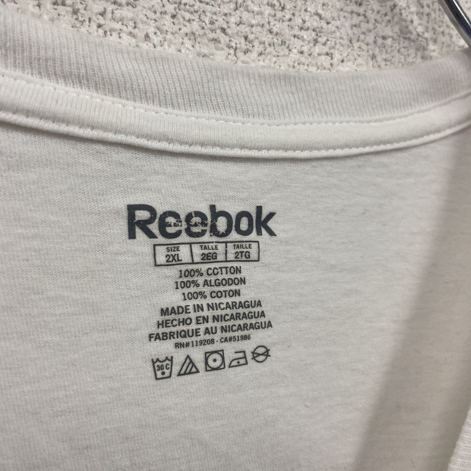 Reebok　リーボック　半袖プリントTシャツ　白　ホワイト　2XLサイズ