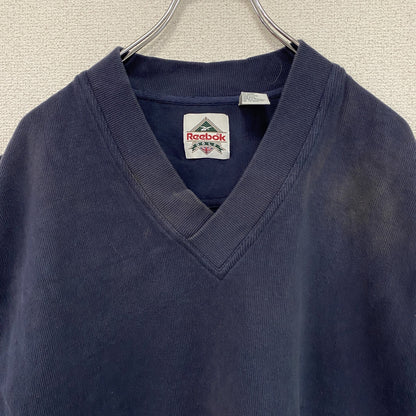 ～90s　Reebok　リーボック　コットンニットベスト　フェード　ヴィンテージ　紺　ネイビー　XLサイズ