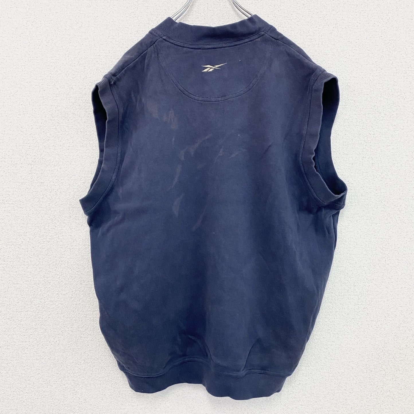 ～90s　Reebok　リーボック　コットンニットベスト　フェード　ヴィンテージ　紺　ネイビー　XLサイズ