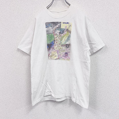 ～00s　半袖プリントTシャツ　アートT　スケッチデザイン　両面プリント　ヴィンテージ　白　ホワイト