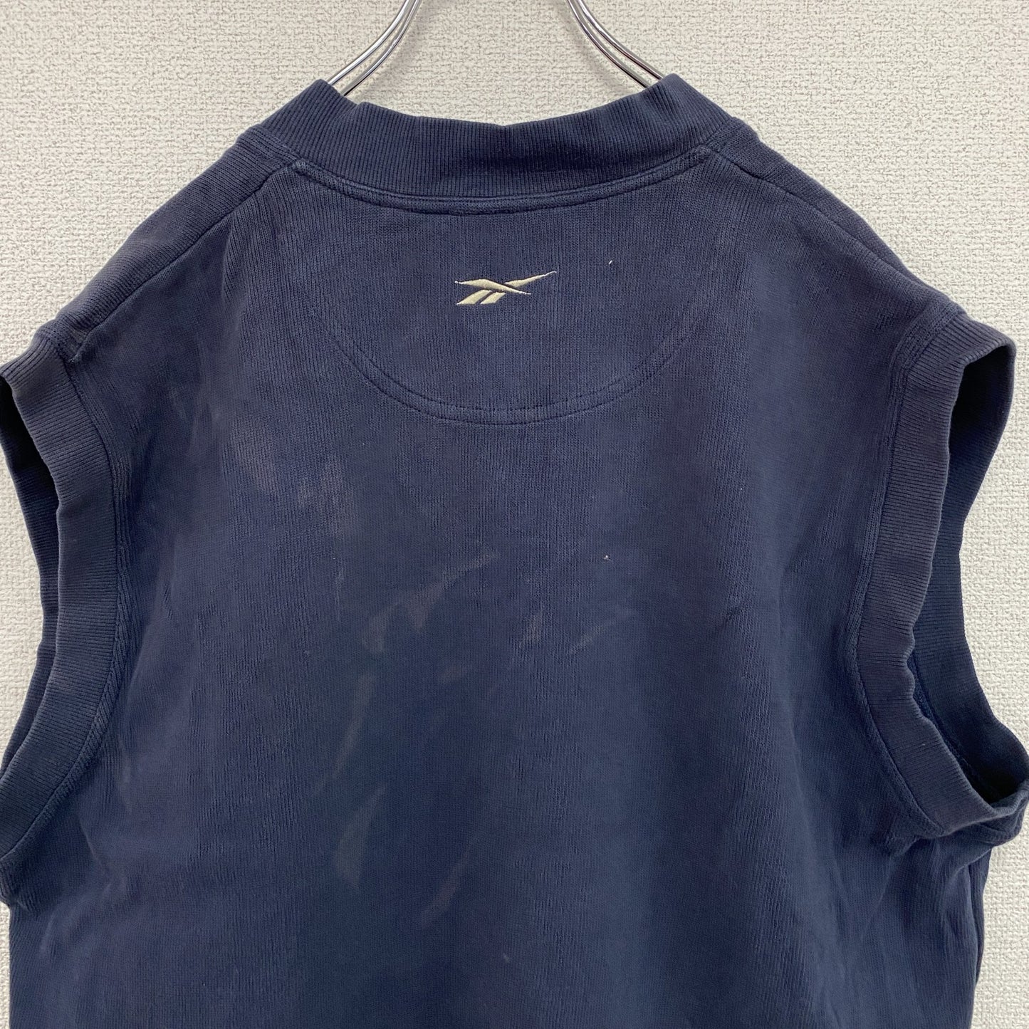 ～90s　Reebok　リーボック　コットンニットベスト　フェード　ヴィンテージ　紺　ネイビー　XLサイズ