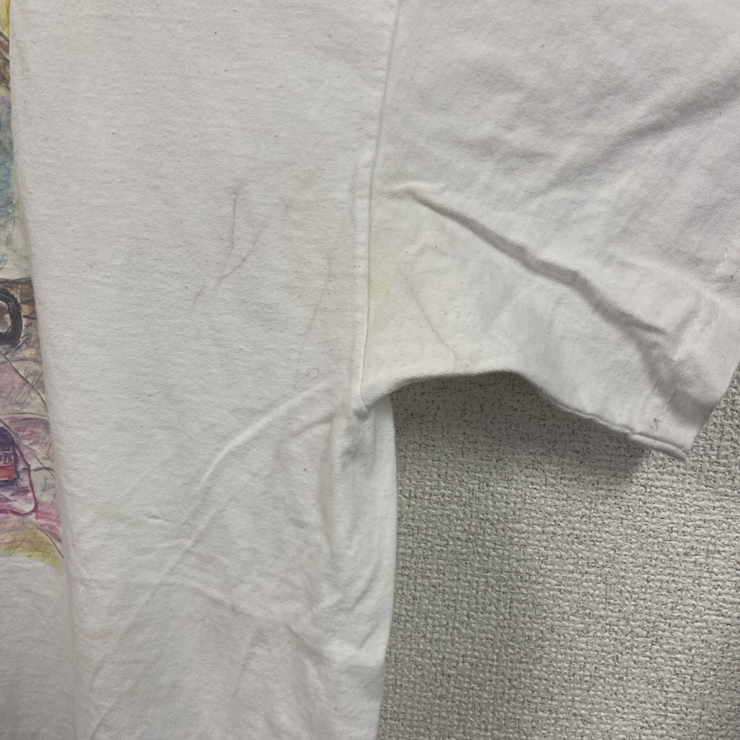 ～00s　半袖プリントTシャツ　アートT　スケッチデザイン　両面プリント　ヴィンテージ　白　ホワイト