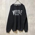 古着 used　Pacific＆Co　パシフィックアンドコー　長袖プリントセーター　MYRTLEBEACH　黒　ブラック　Lサイズ
