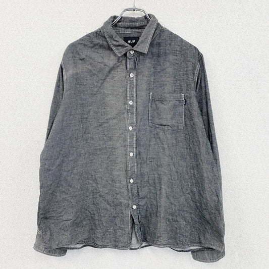 HUF　ハフ　長袖シャツ　シャンブレーシャツ　ダークグレー　XLサイズ