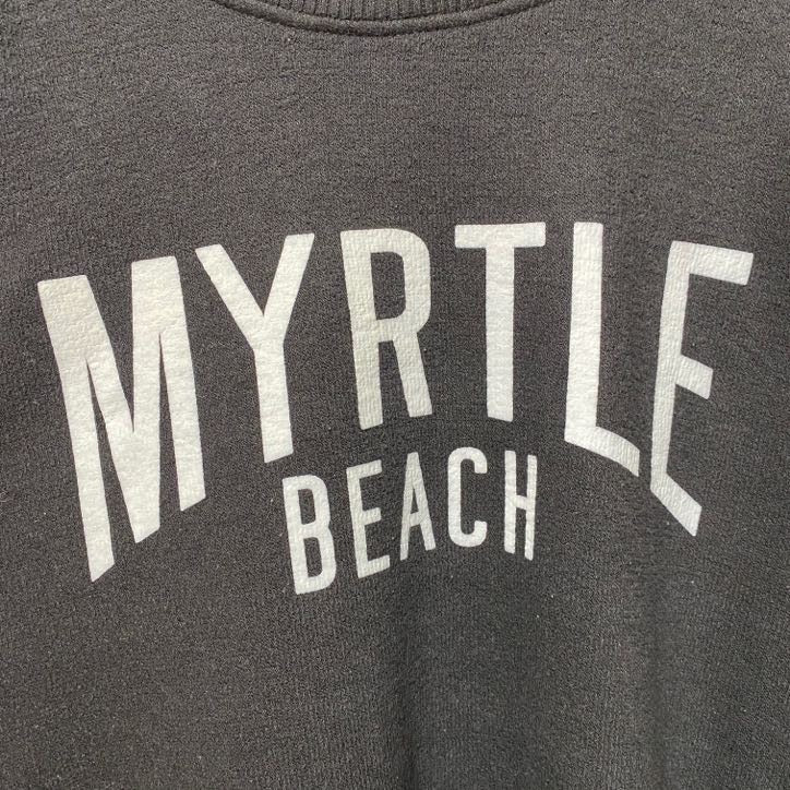 古着 used　Pacific＆Co　パシフィックアンドコー　長袖プリントセーター　MYRTLEBEACH　黒　ブラック　Lサイズ