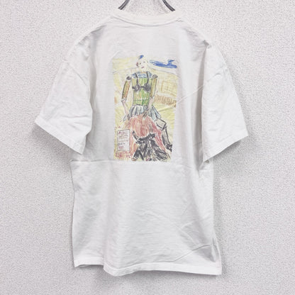 ～00s　半袖プリントTシャツ　アートT　スケッチデザイン　両面プリント　ヴィンテージ　白　ホワイト