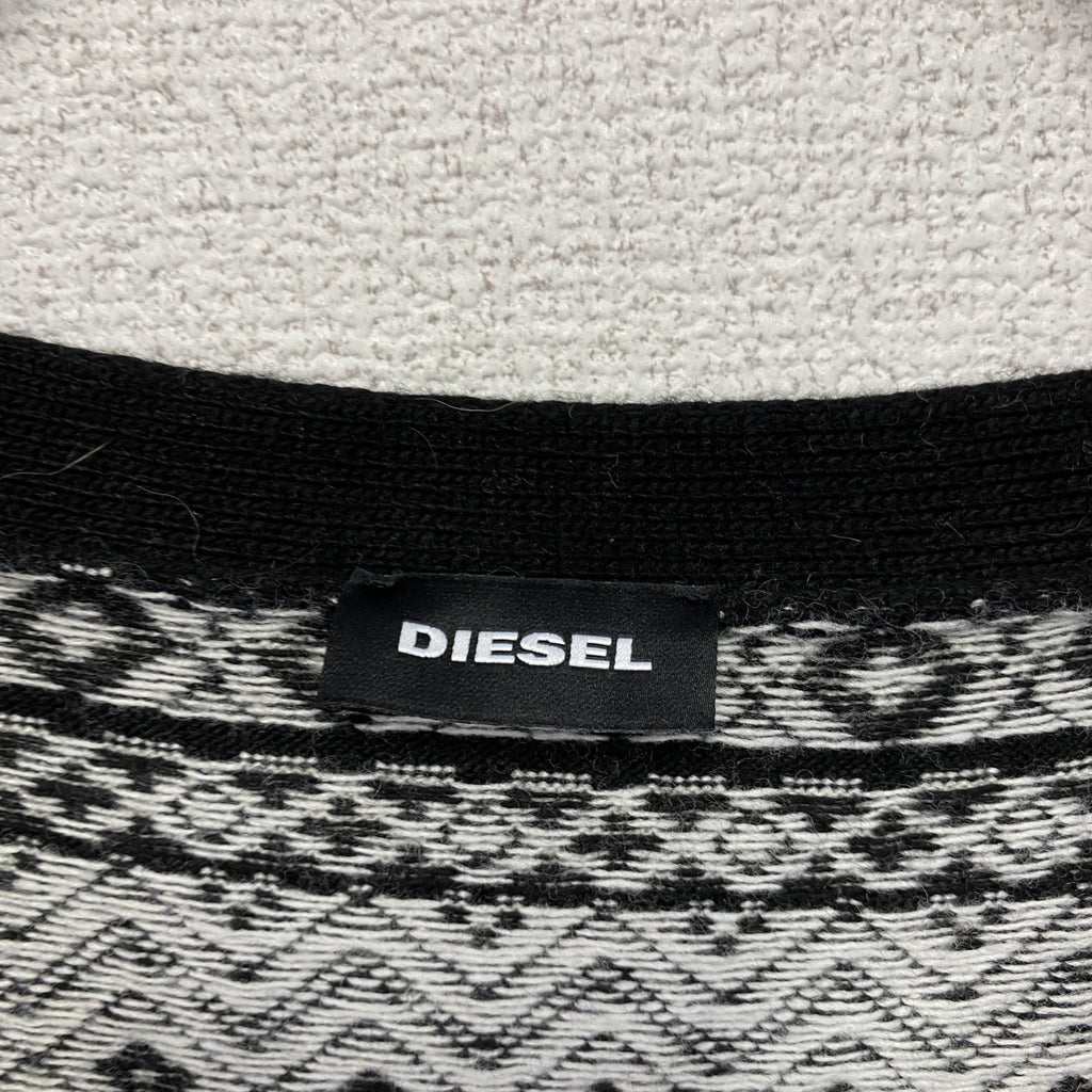 DIESEL　ディーゼル　ニットカーディガン　バックパームツリープリント　ネイティブ柄　黒　ブラック