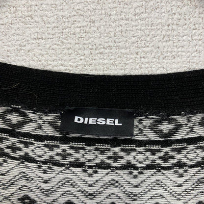 DIESEL　ディーゼル　ニットカーディガン　バックパームツリープリント　ネイティブ柄　黒　ブラック