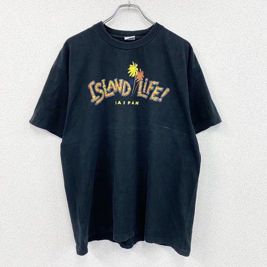90s～　YORK　半袖プリントTシャツ　スーベニア　SAIPAN　ヴィンテージ　黒　ブラック　XLサイズ