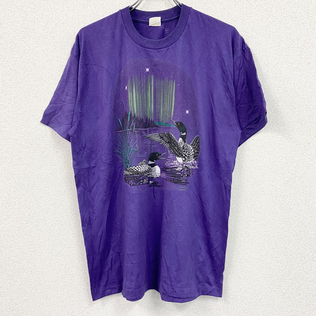80s　SPORTSMAN　半袖プリントTシャツ　ヴィンテージ　シングルステッチ　紫　パープル　XLサイズ