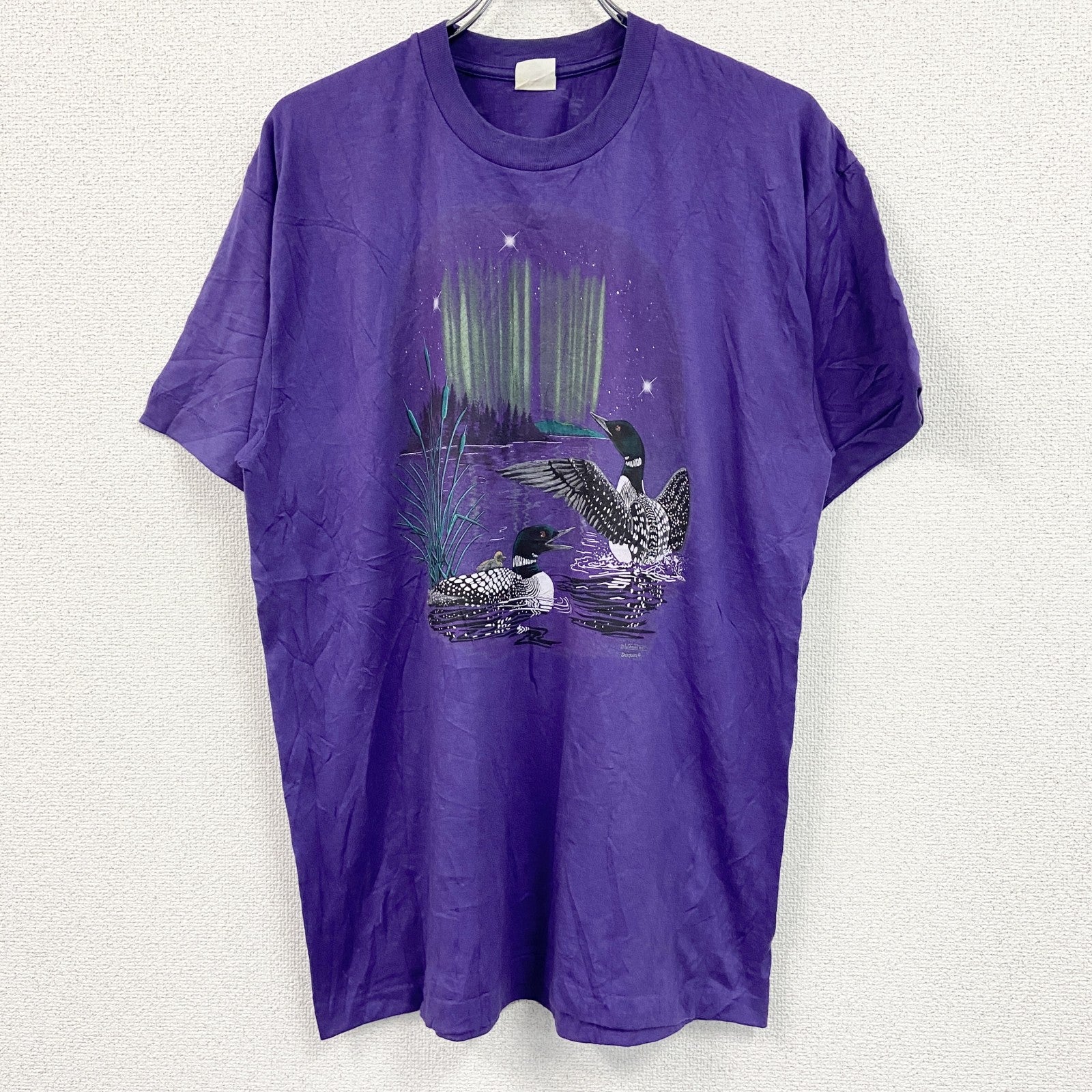 80s　SPORTSMAN　半袖プリントTシャツ　ヴィンテージ　シングルステッチ　紫　パープル　XLサイズ