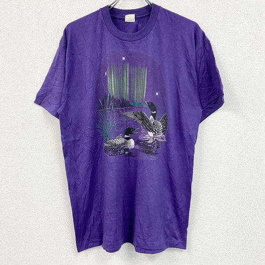 80s　SPORTSMAN　半袖プリントTシャツ　ヴィンテージ　シングルステッチ　紫　パープル　XLサイズ