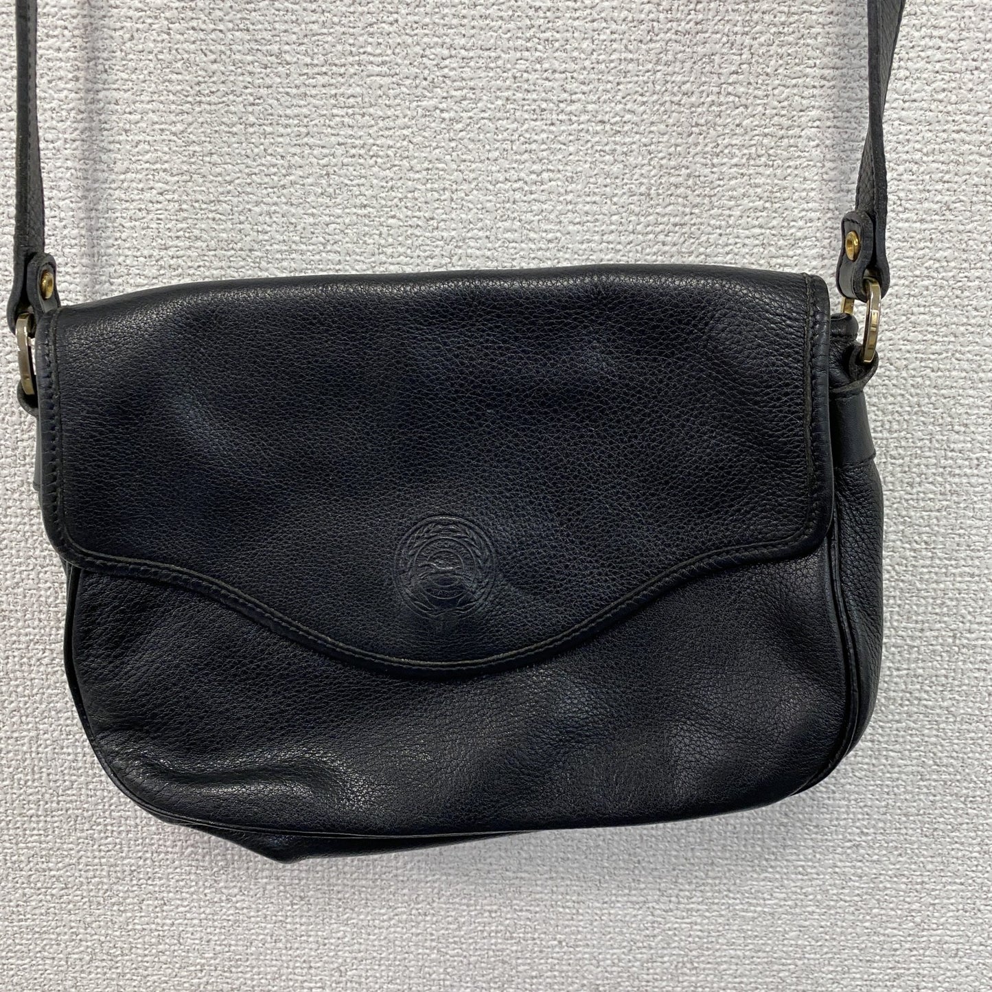 Longchamp　ロンシャン　レザーショルダーバッグ　黒　ブラック
