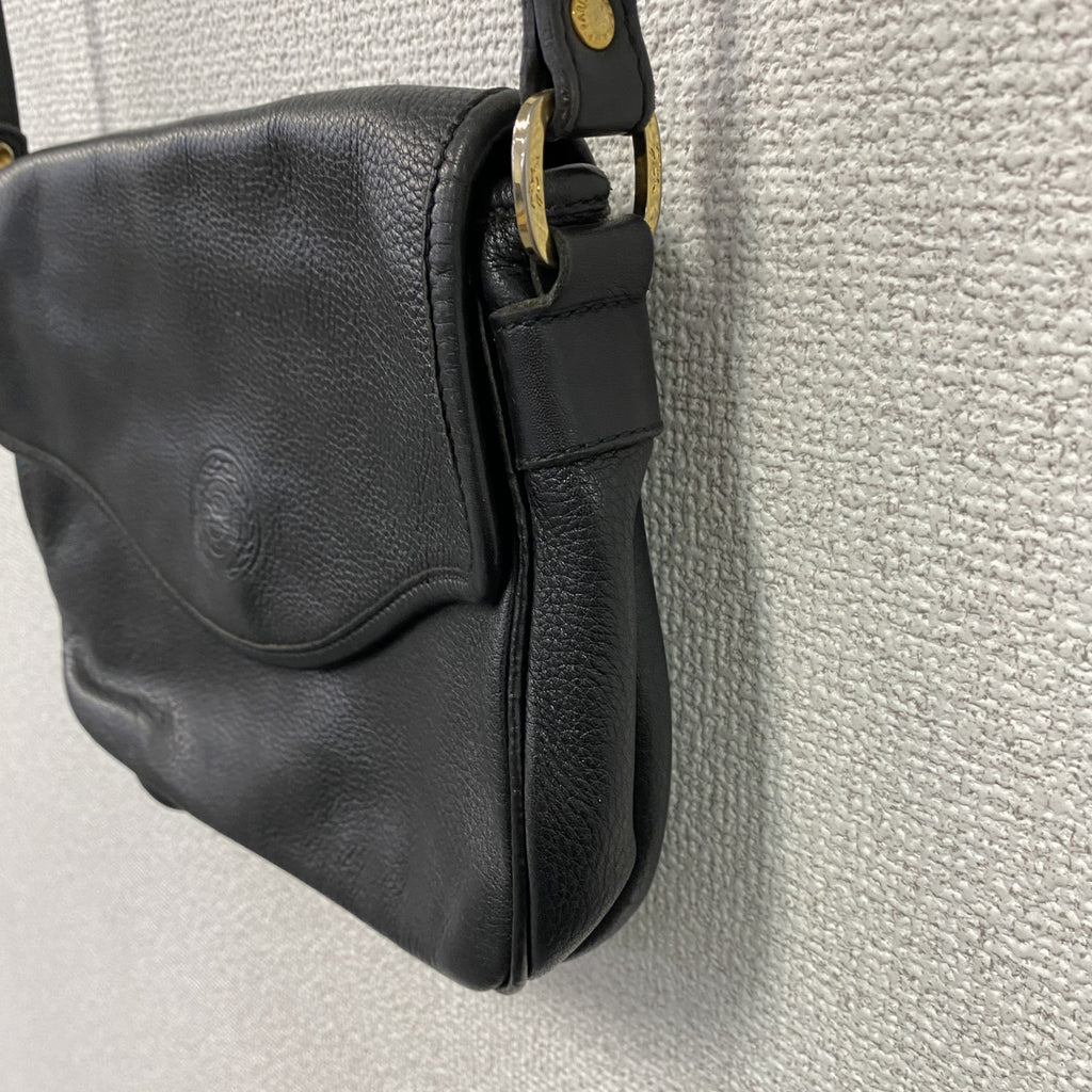 Longchamp　ロンシャン　レザーショルダーバッグ　黒　ブラック