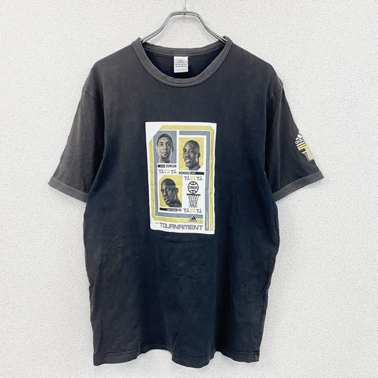 00s　adidas　アディダス　NBA　commander series　半袖リンガーTシャツ　黒　ブラック　Lサイズ