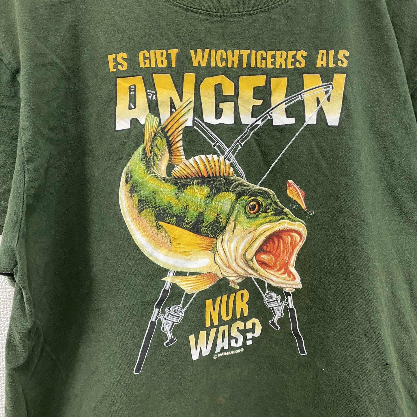 Stedman　半袖プリントTシャツ　魚　フィッシング　深緑　ディープグリーン　Lサイズ