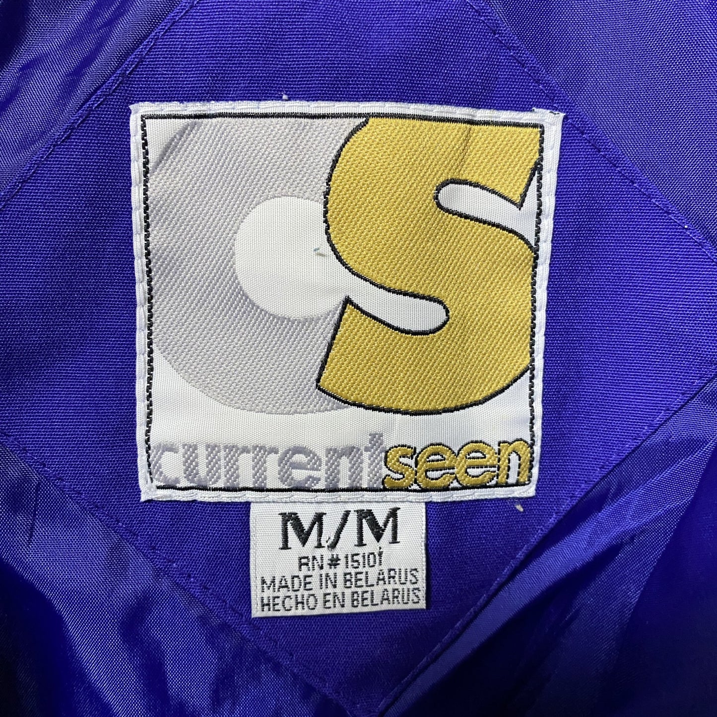 古着 used　currentseen　長袖ナイロンジャケット　ミドル丈　ライトアウター　ヴィンテージ　個性的　ブルー　Mサイズ
