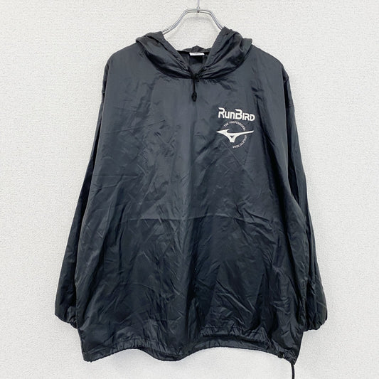 MIZUNO　ミズノ　RUNBIRD　ランバード　ナイロンプルオーバージャケット　デカロゴ　黒　ブラック　0サイズ