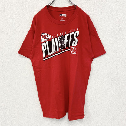 古着　used　TEAM APPAREL　半袖プリントTシャツ　NFL　カンザスシティ チーフス　アメフト　KC　赤　Lサイズ