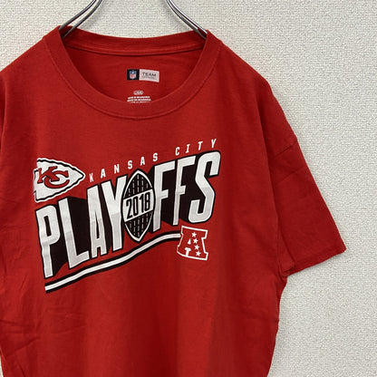 古着　used　TEAM APPAREL　半袖プリントTシャツ　NFL　カンザスシティ チーフス　アメフト　KC　赤　Lサイズ