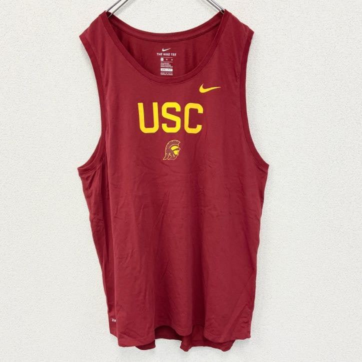 古着 used　NIKE　ナイキ　タンクトップシャツ　クルーネック　USC　カリフォルニア大学　フットボール　赤　XLサイズ