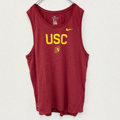 古着 used　NIKE　ナイキ　タンクトップシャツ　クルーネック　USC　カリフォルニア大学　フットボール　赤　XLサイズ