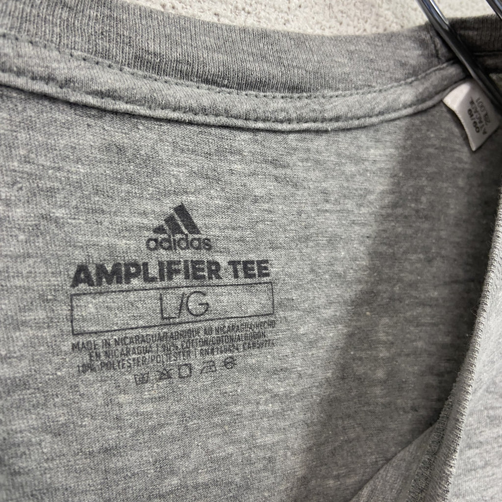 adidas　アディダス　半袖プリントTシャツ　グレー　2XL