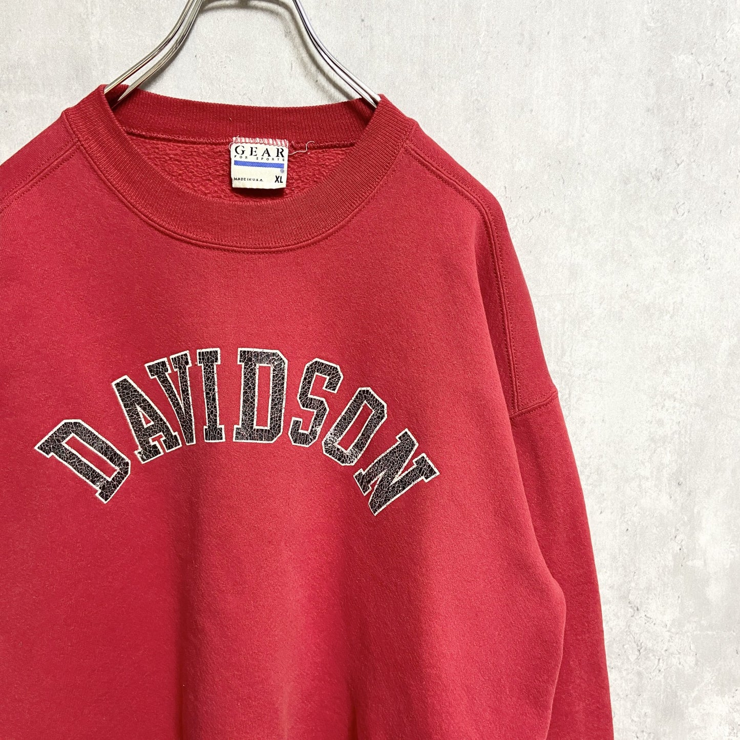 ～90s　GEAR　DAVITSON　プリントスウェット/トレーナー　ヴィンテージ　赤　レッド　XLサイズ