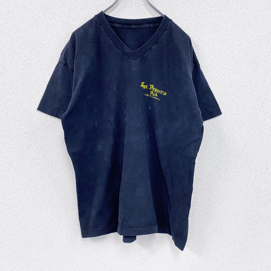 90s～　Sgt Peppers Cafe Bar　半袖プリントTシャツ　シングルステッチ　アーチプリント　3連プリント　黒　ブラック