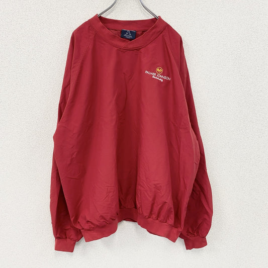 ～90s　LANDS' END　ランズエンド　ナイロンプルオーバージャケット　刺繍ロゴ　ヴィンテージ　赤　レッド　XLサイズ