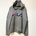 FILA　フィラ　スウェットパーカー/フーディー　ワッペン　デカロゴ　灰色　グレー　Ｌサイズ