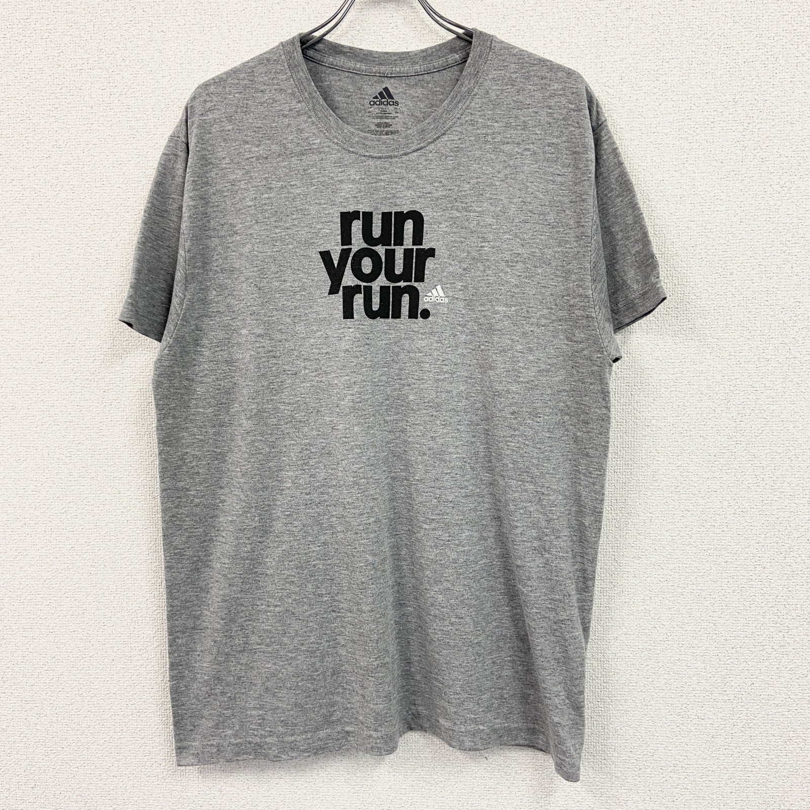 adidas　アディダス　半袖プリントTシャツ　グレー　2XL