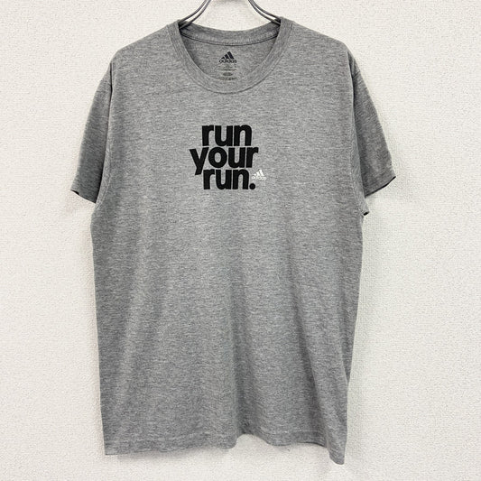 adidas　アディダス　半袖プリントTシャツ　グレー　2XL